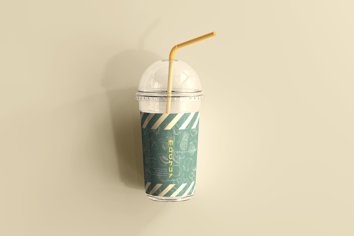 Rounded Lid Large Plastic Cup Mockup