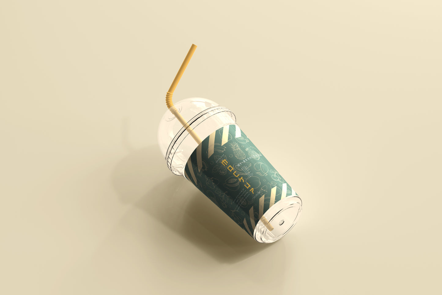 Rounded Lid Large Plastic Cup Mockup