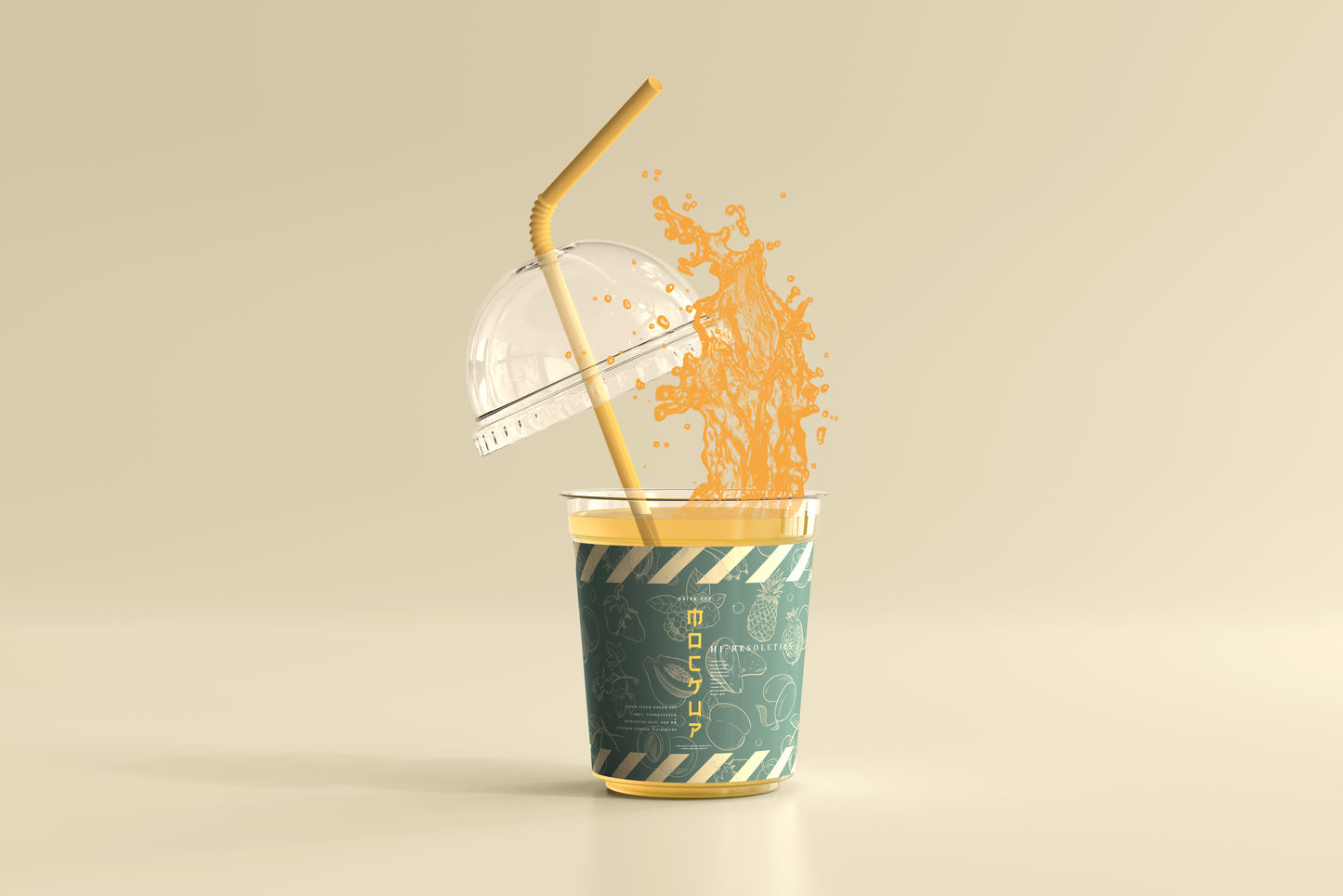 Rounded Lid Small Plastic Cup Mockup