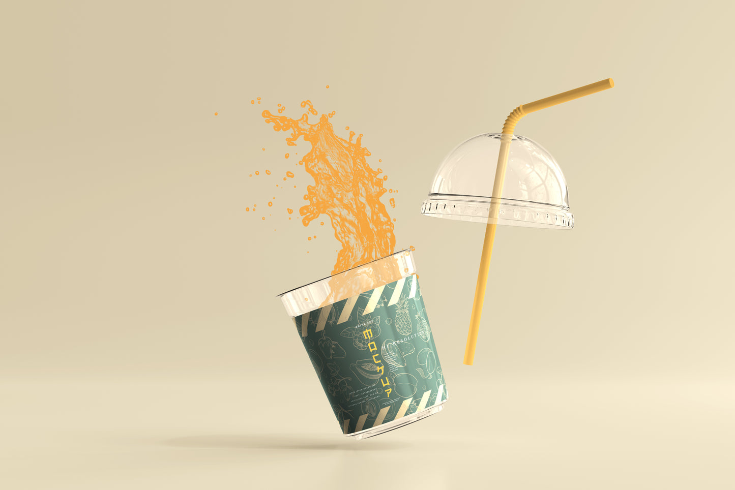 Rounded Lid Small Plastic Cup Mockup