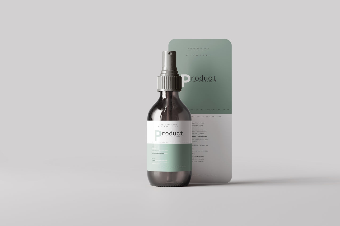 Amber Glass Spray Bottle Mockup
