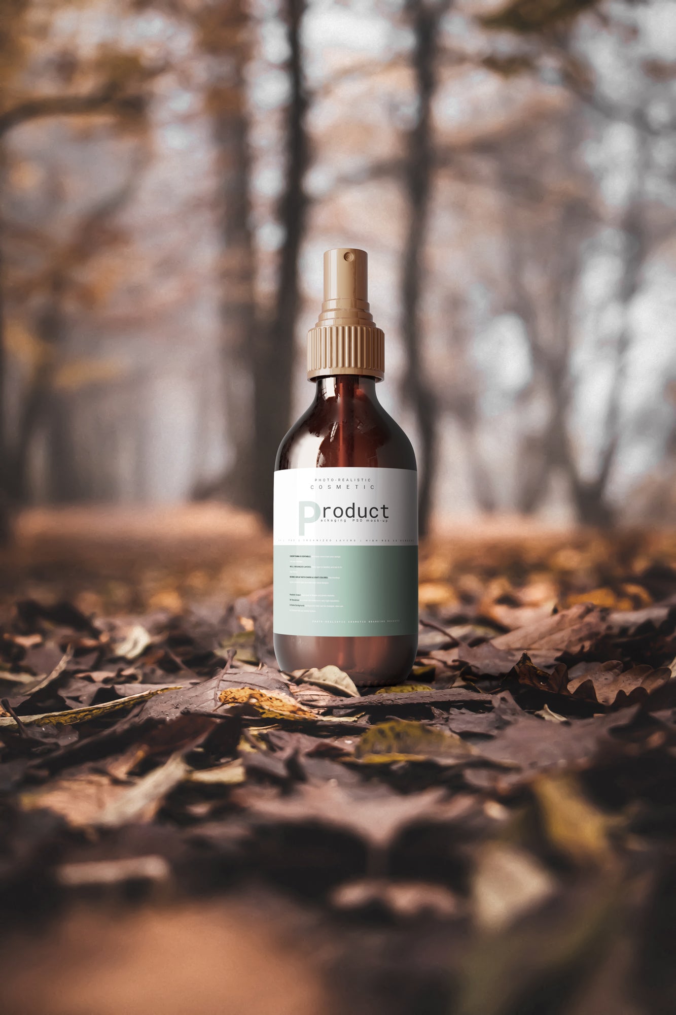 Amber Glass Spray Bottle Mockup