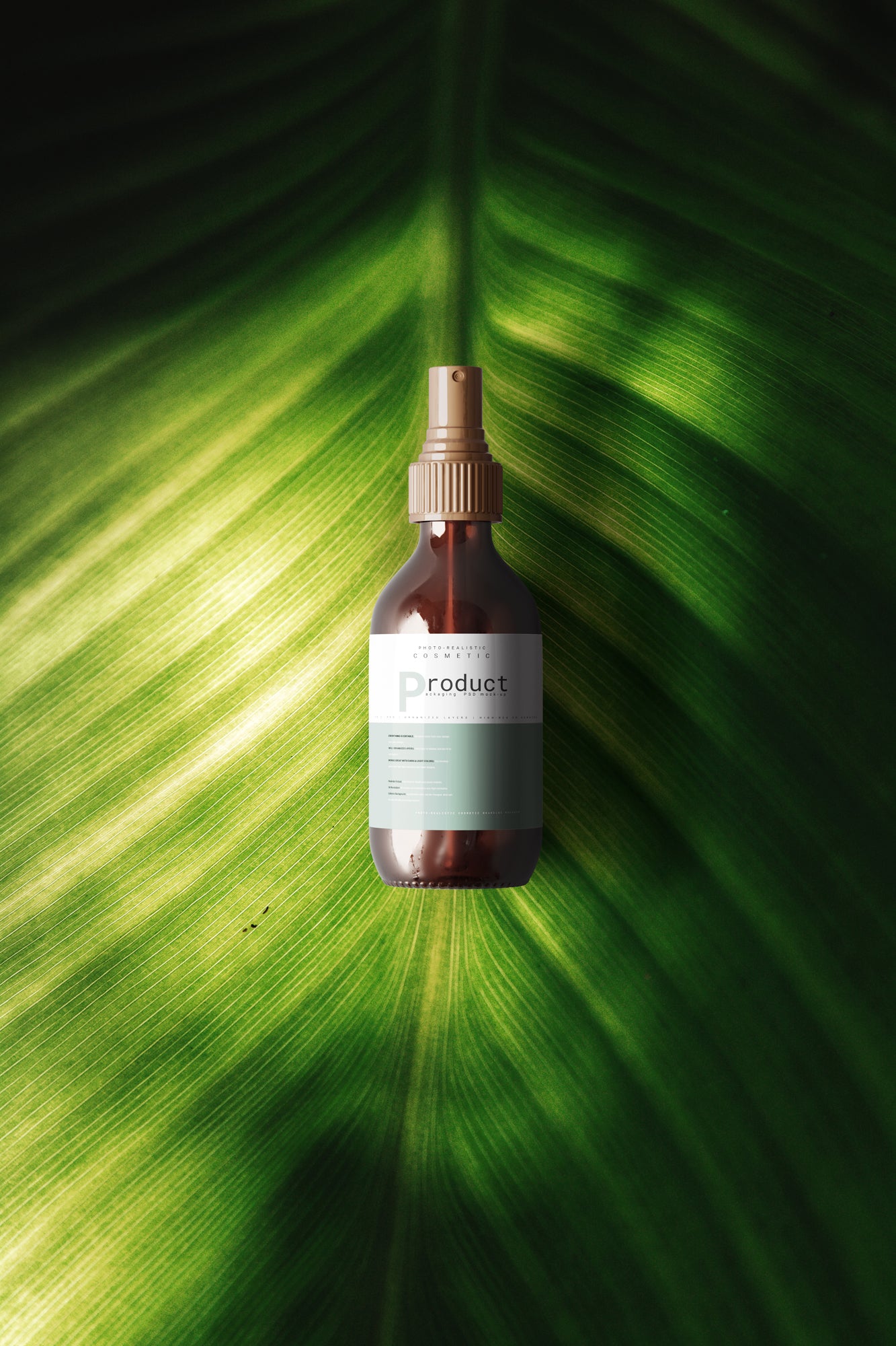 Amber Glass Spray Bottle Mockup