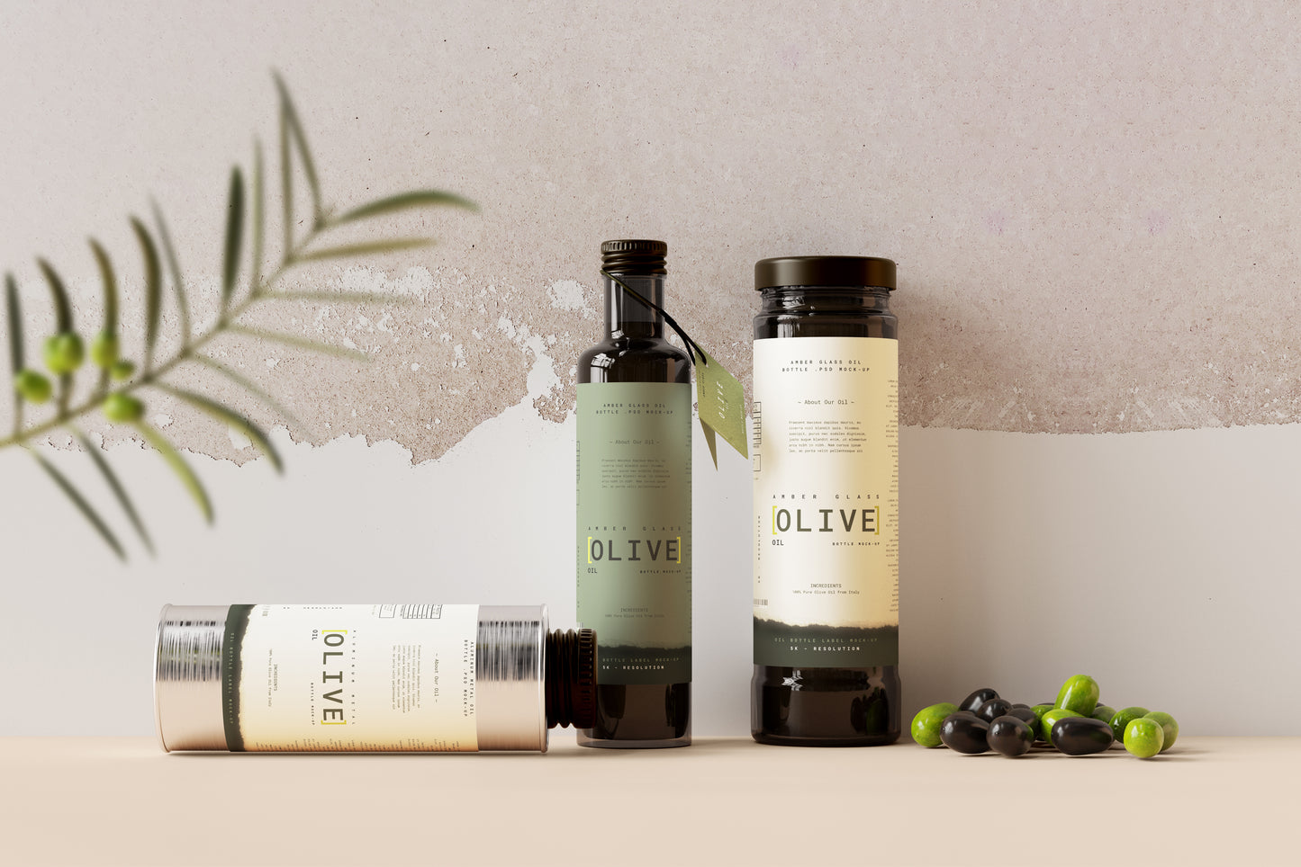 Oil Bottles & Can Mockup Scenes