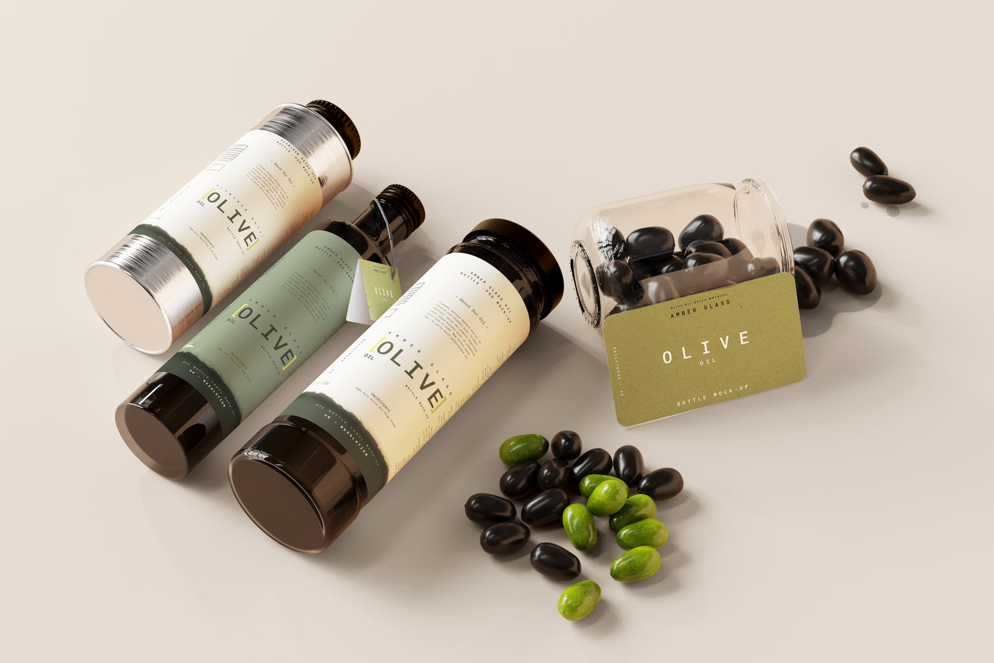 Oil Bottles & Can Mockup Scenes