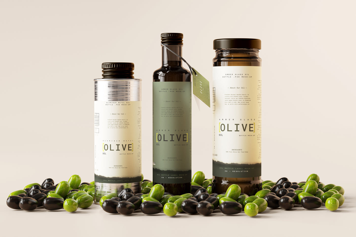 Oil Bottles & Can Mockup Scenes