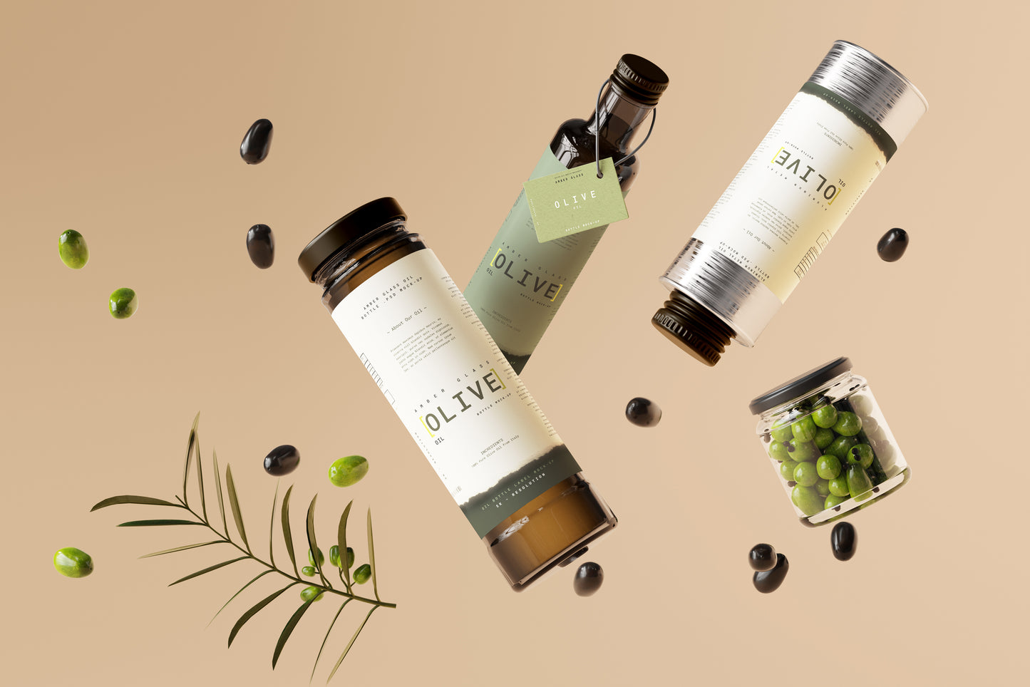 Oil Bottles & Can Mockup Scenes