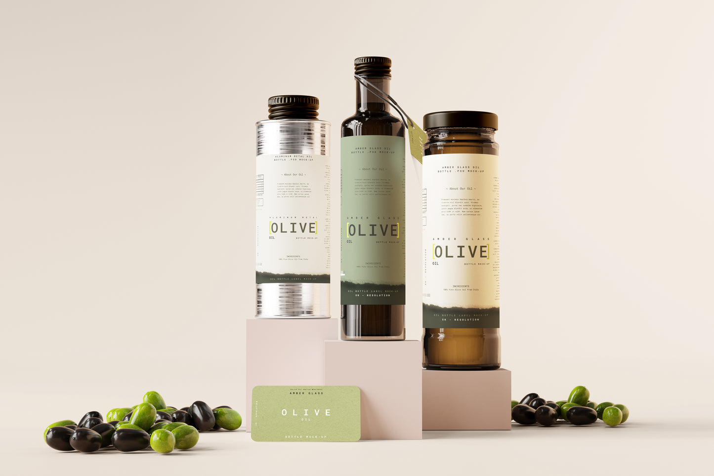 Oil Bottles & Can Mockup Scenes