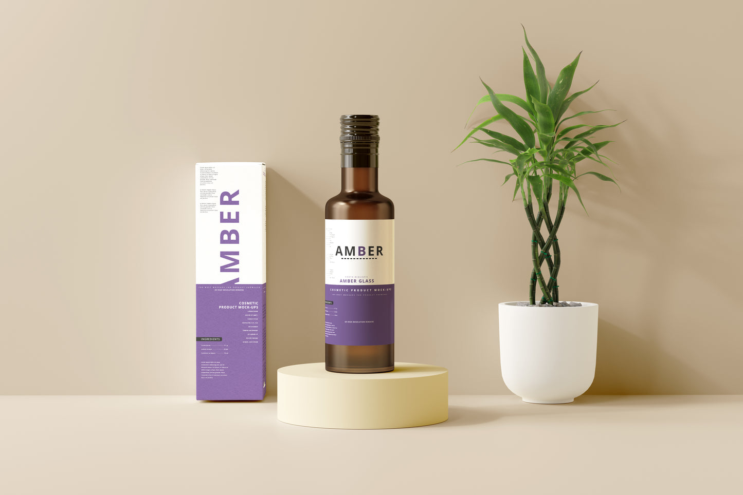 Amber Glass Bottle Mockups