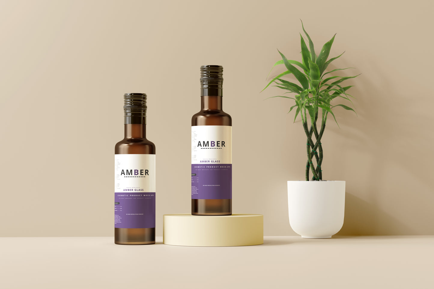 Amber Glass Bottle Mockups