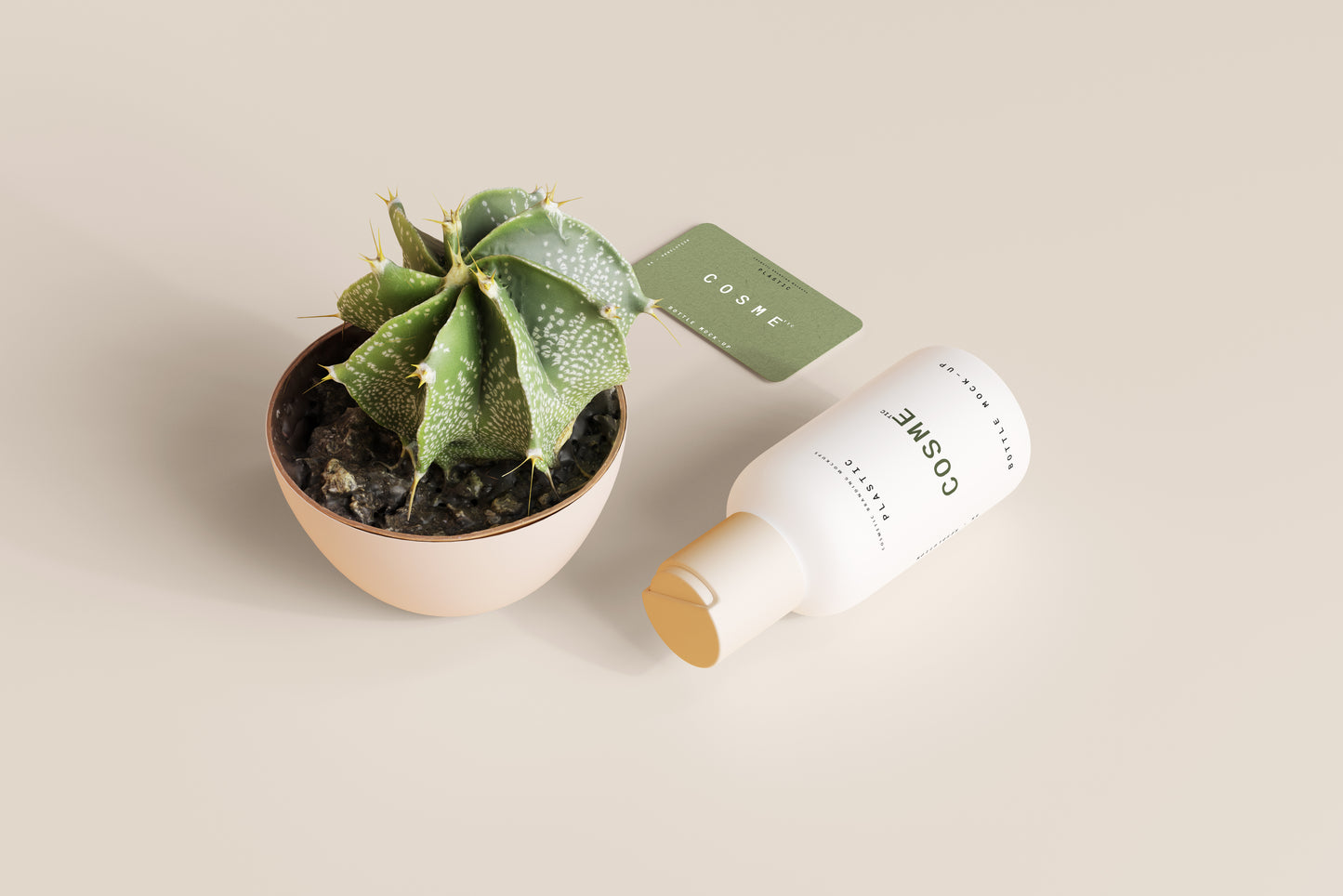 Disc Top-Cap Cosmetic Bottle Mockups - S