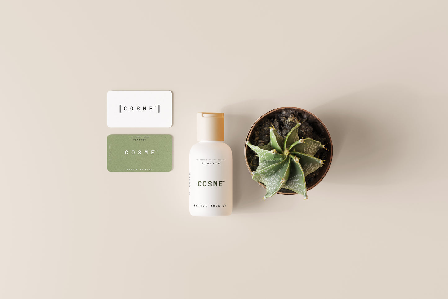 Disc Top-Cap Cosmetic Bottle Mockups - S