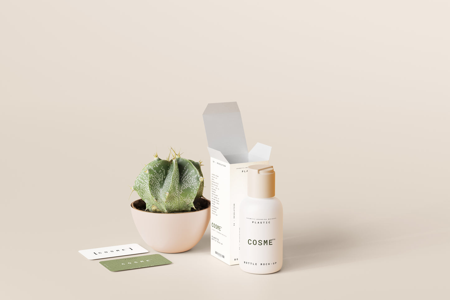 Disc Top-Cap Cosmetic Bottle Mockups - S