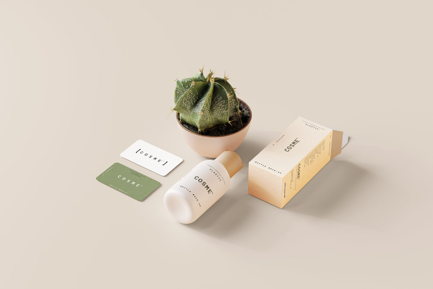 Disc Top-Cap Cosmetic Bottle Mockups - S