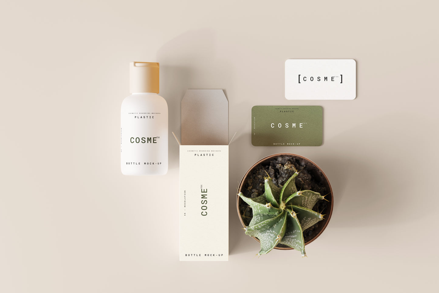 Disc Top-Cap Cosmetic Bottle Mockups - S