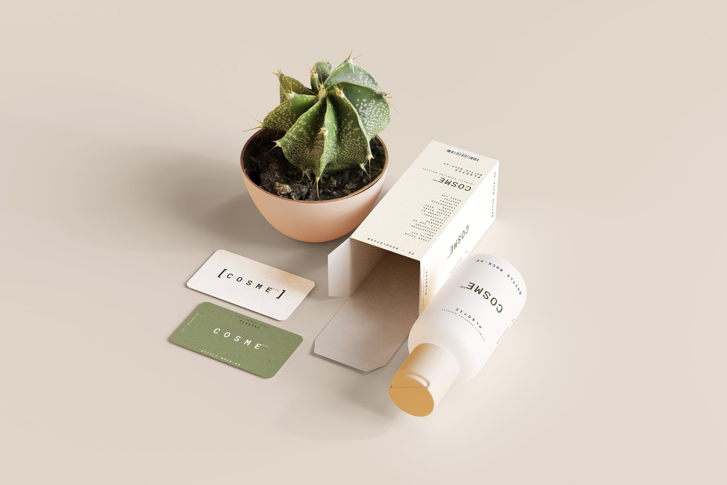 Disc Top-Cap Cosmetic Bottle Mockups - S