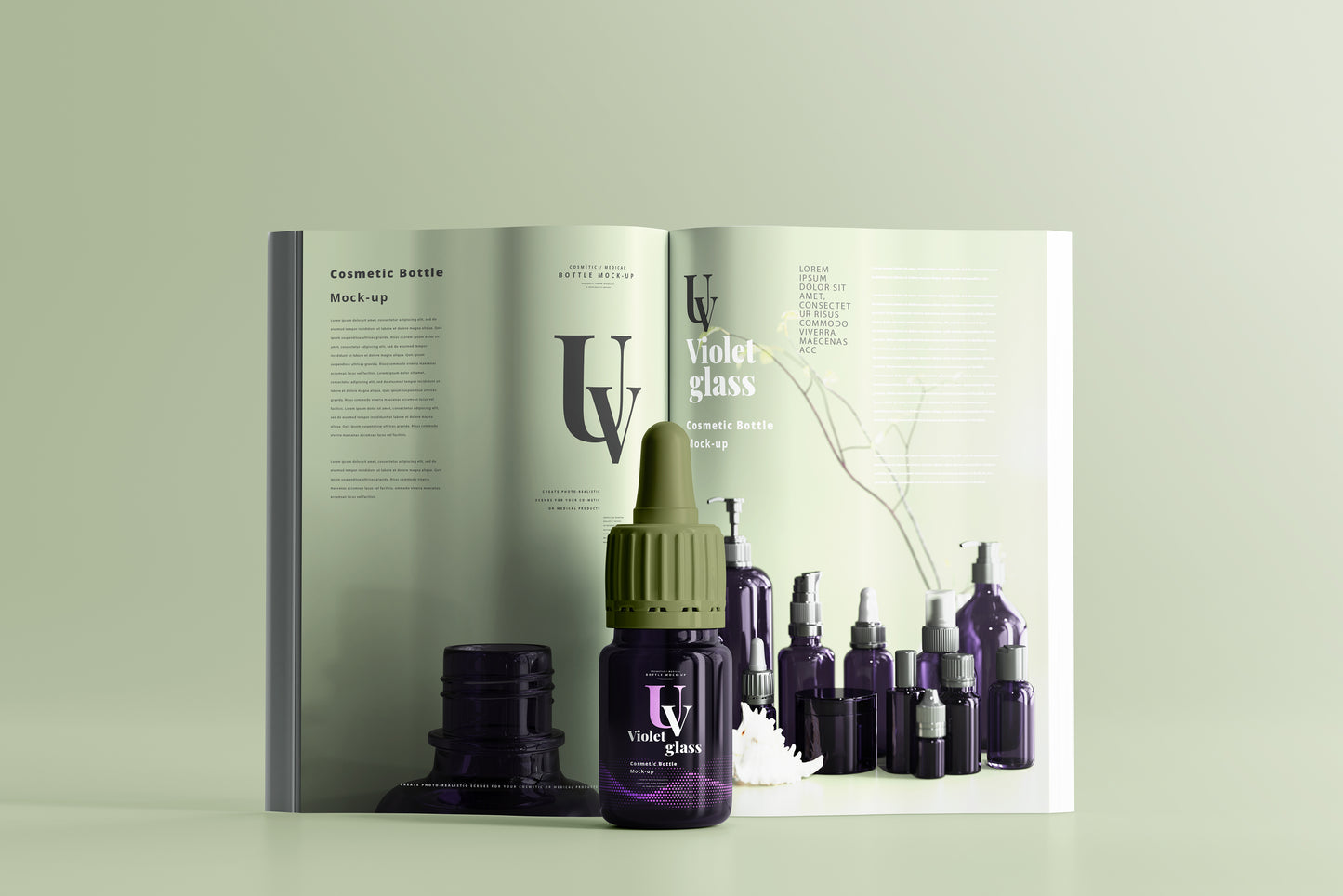 UV Glass Small Dropper Bottle Mockups