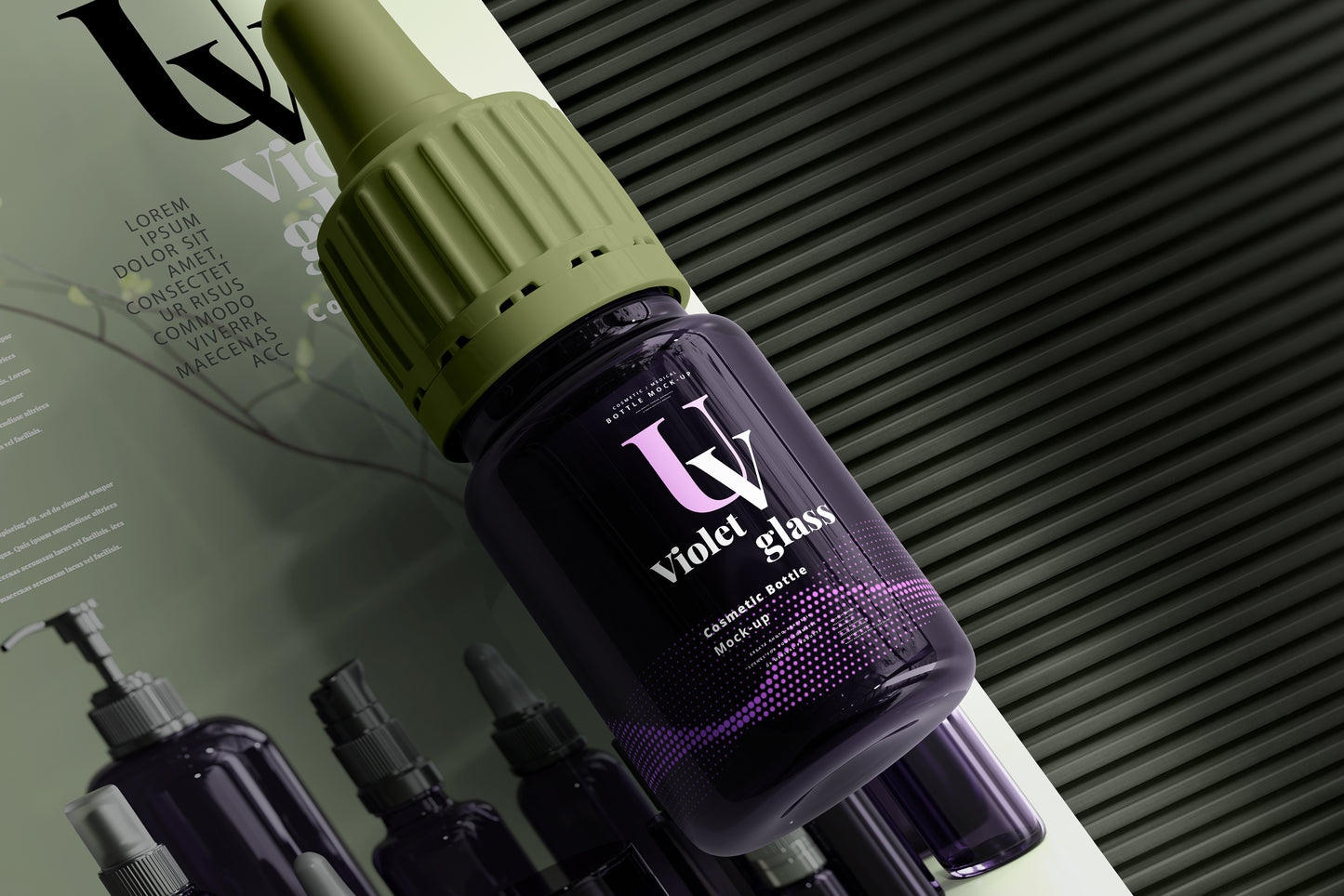 UV Glass Small Dropper Bottle Mockups