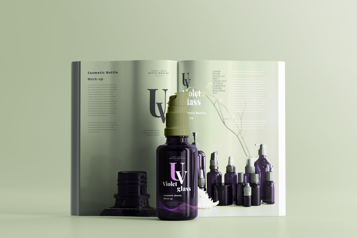 UV Glass Cosmetic Spray Bottle Mockups