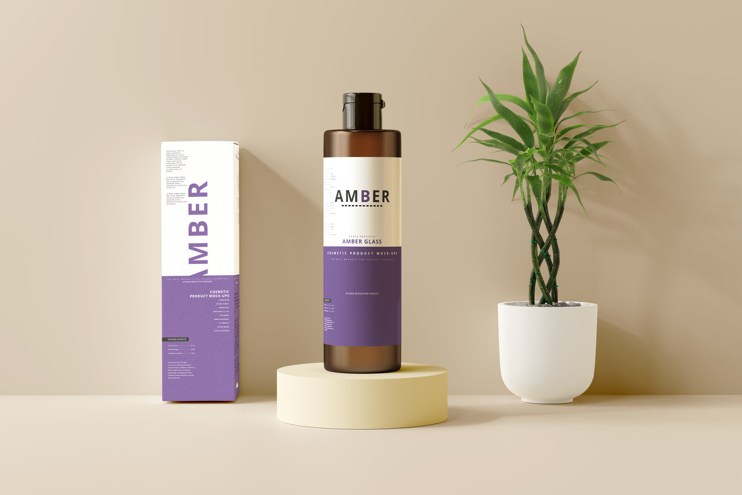 Amber Glass Bottle Mockups