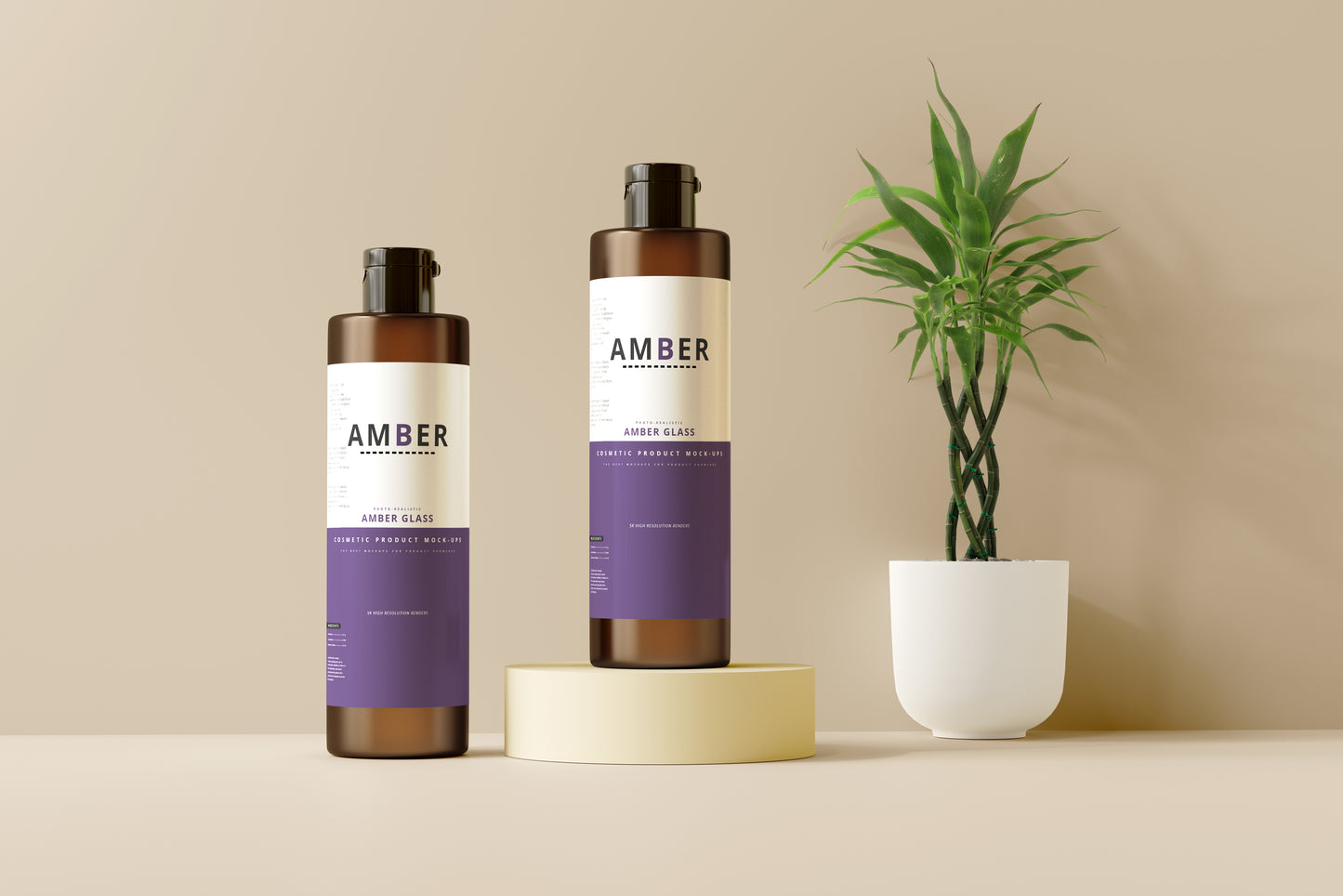 Amber Glass Bottle Mockups