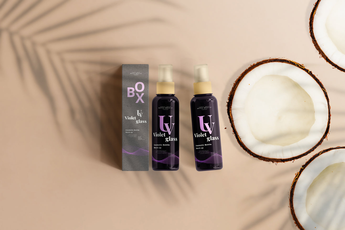 UV Glass Cosmetic Spray Bottle Mockups