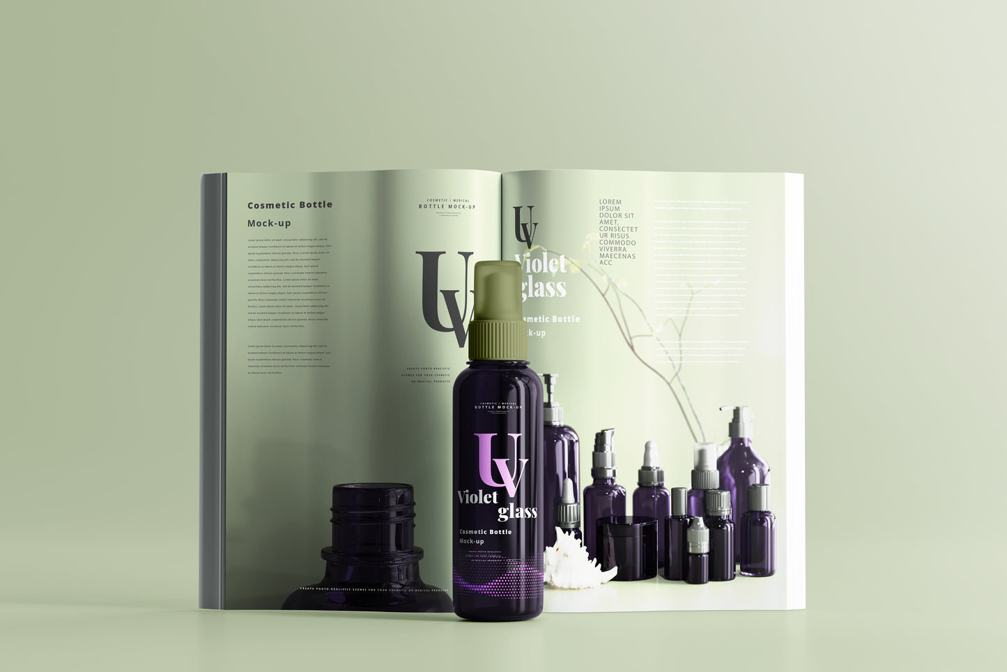 UV Glass Cosmetic Spray Bottle Mockups