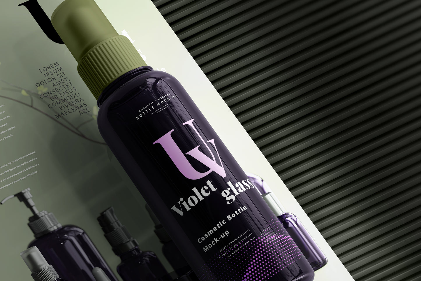 UV Glass Cosmetic Spray Bottle Mockups