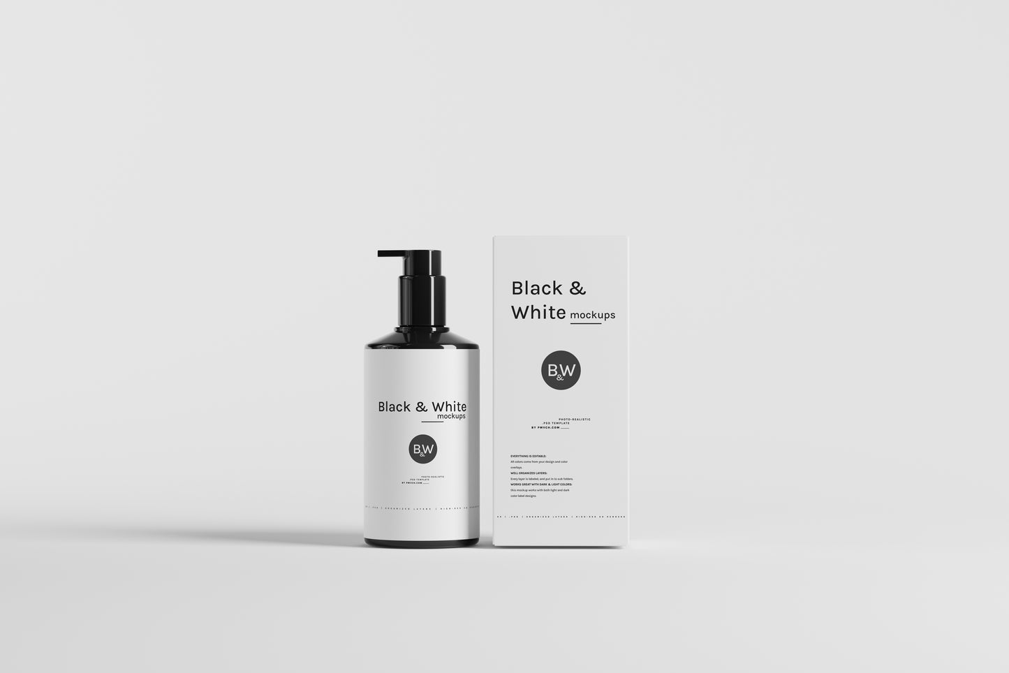 Black & White Mockups - Pump Bottles