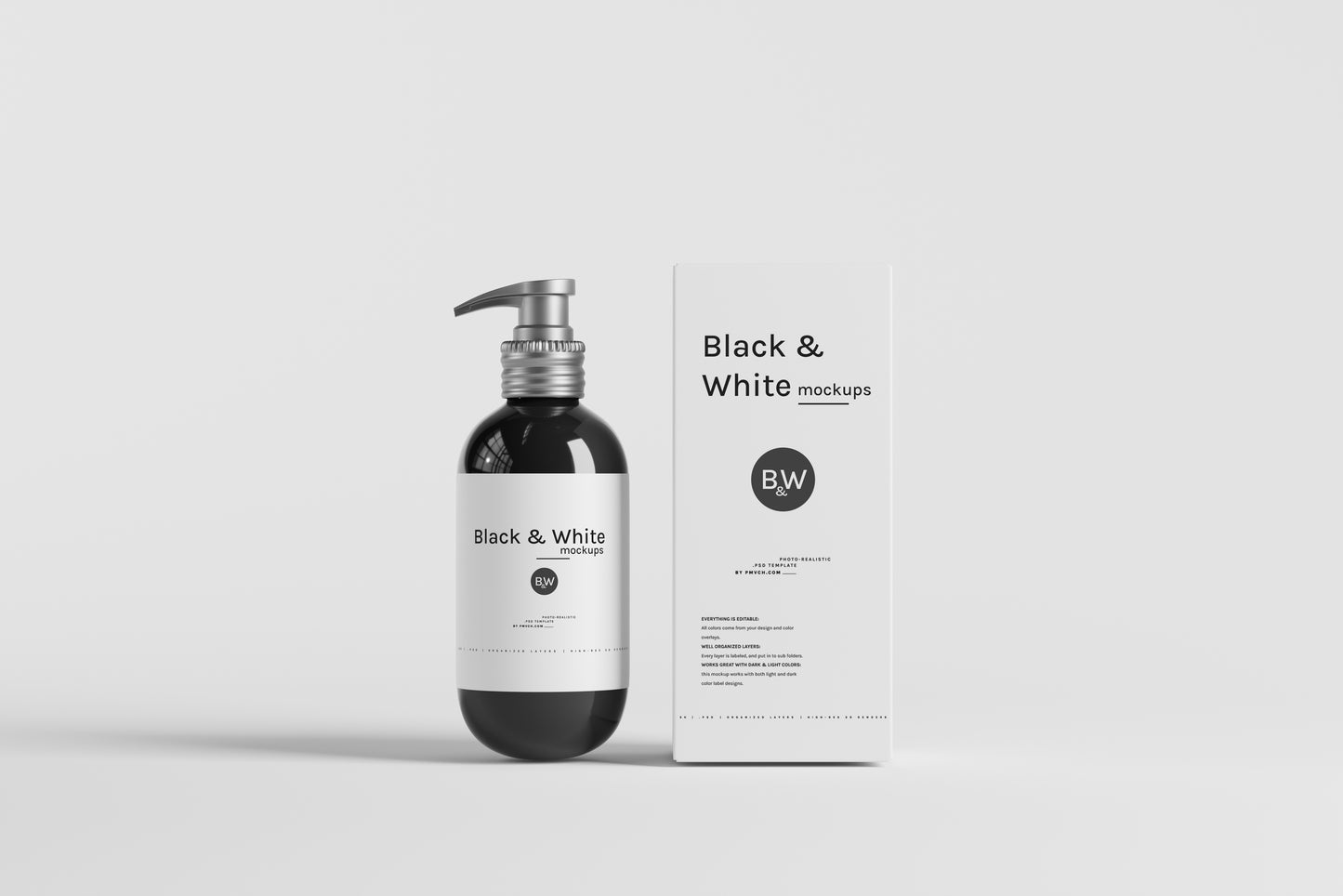 Black & White Mockups - Pump Bottles