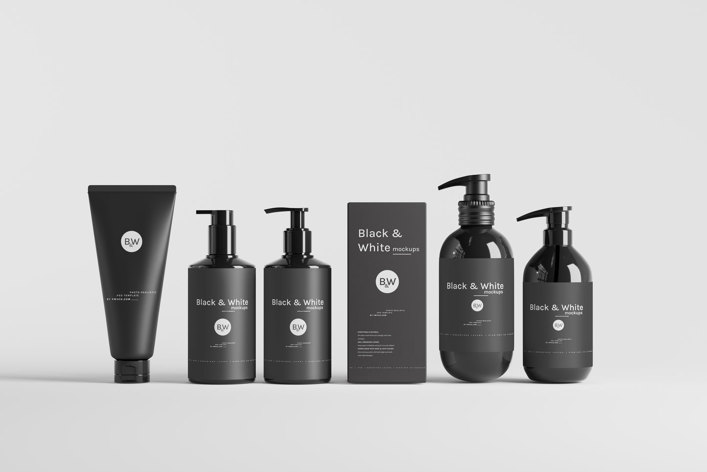 Black & White Mockups - Pump Bottles