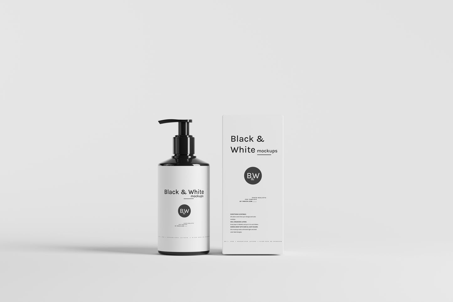 Black & White Mockups - Pump Bottles