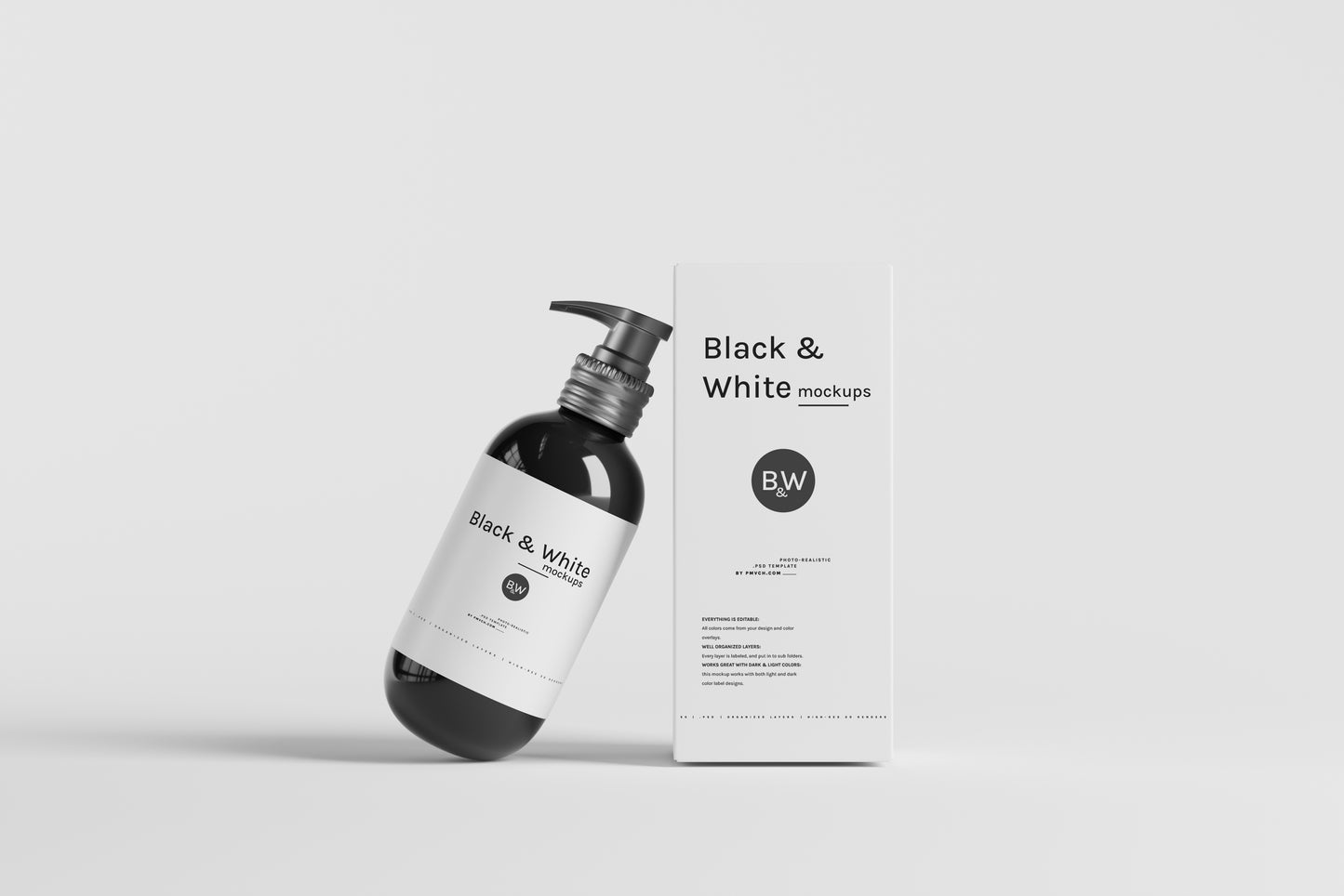 Black & White Mockups - Pump Bottles