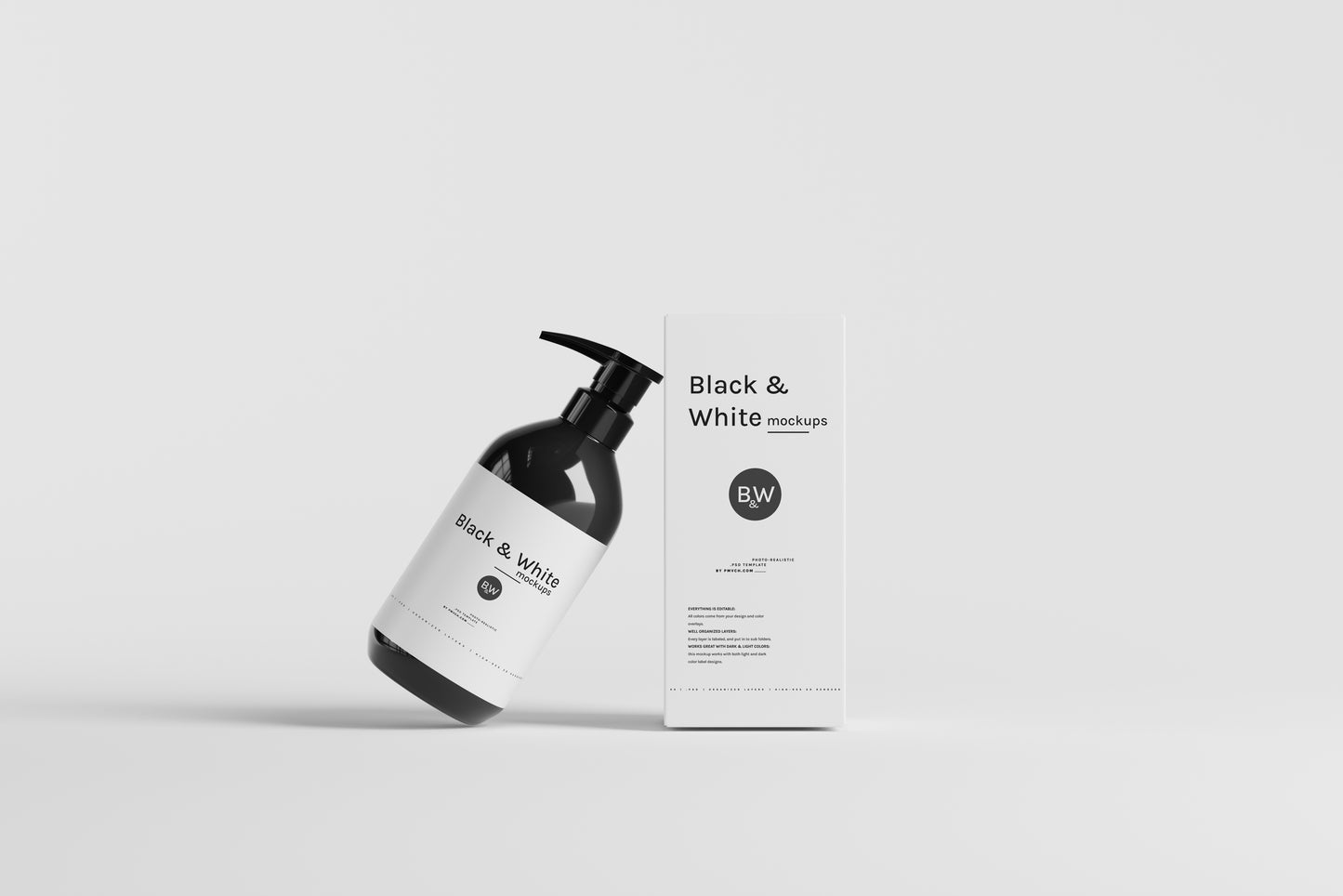 Black & White Mockups - Pump Bottles