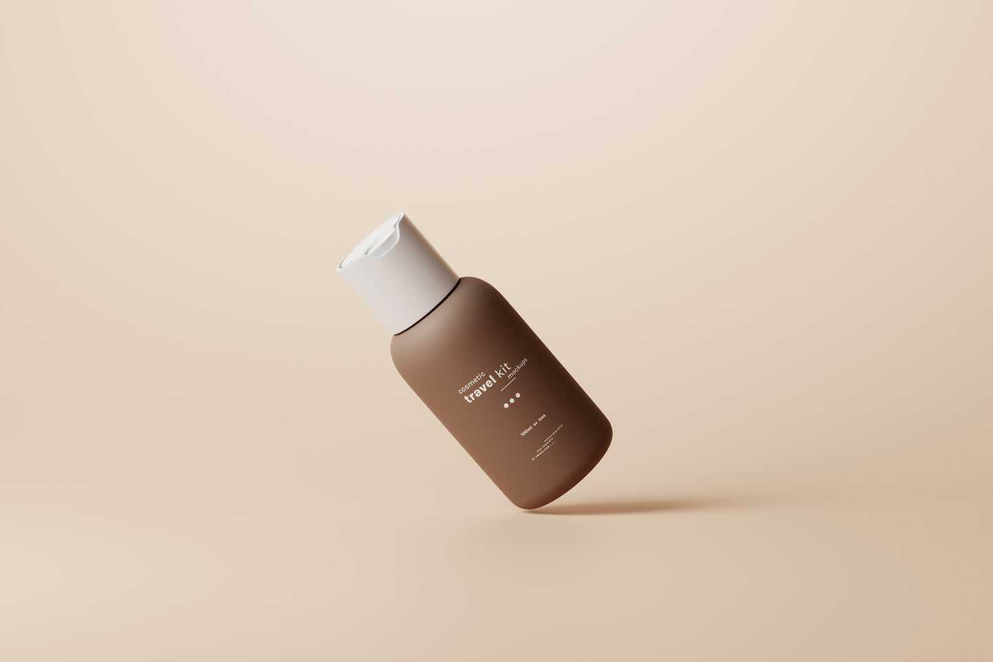 Travel-Size Small Disc Top Cap Cosmetic Bottle Mockups