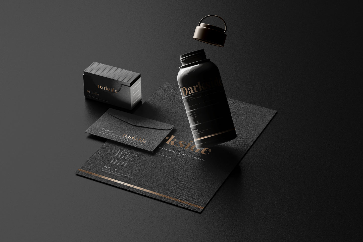 Darkside - A dark color branding identity mockups