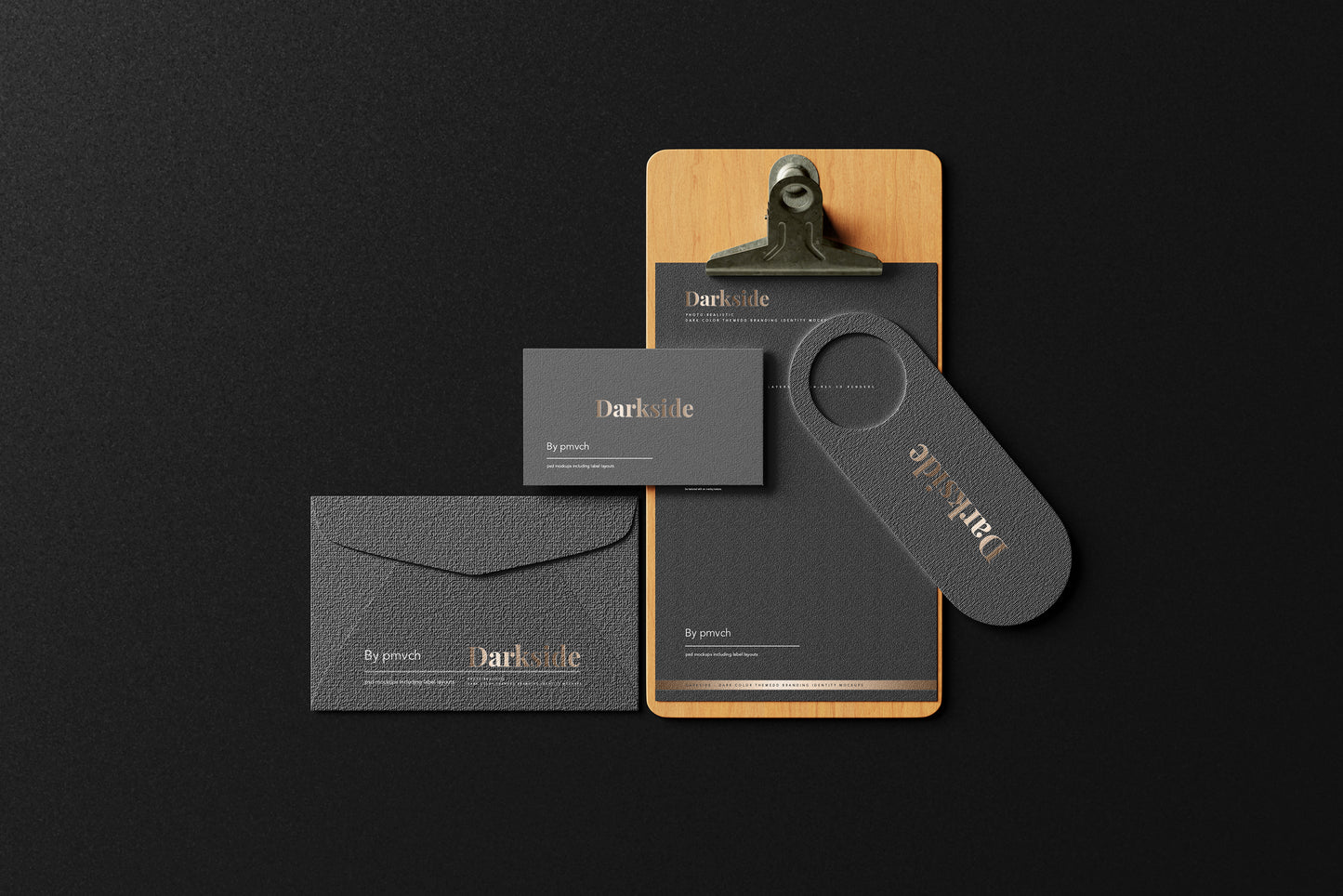 Darkside - A dark color branding identity mockups