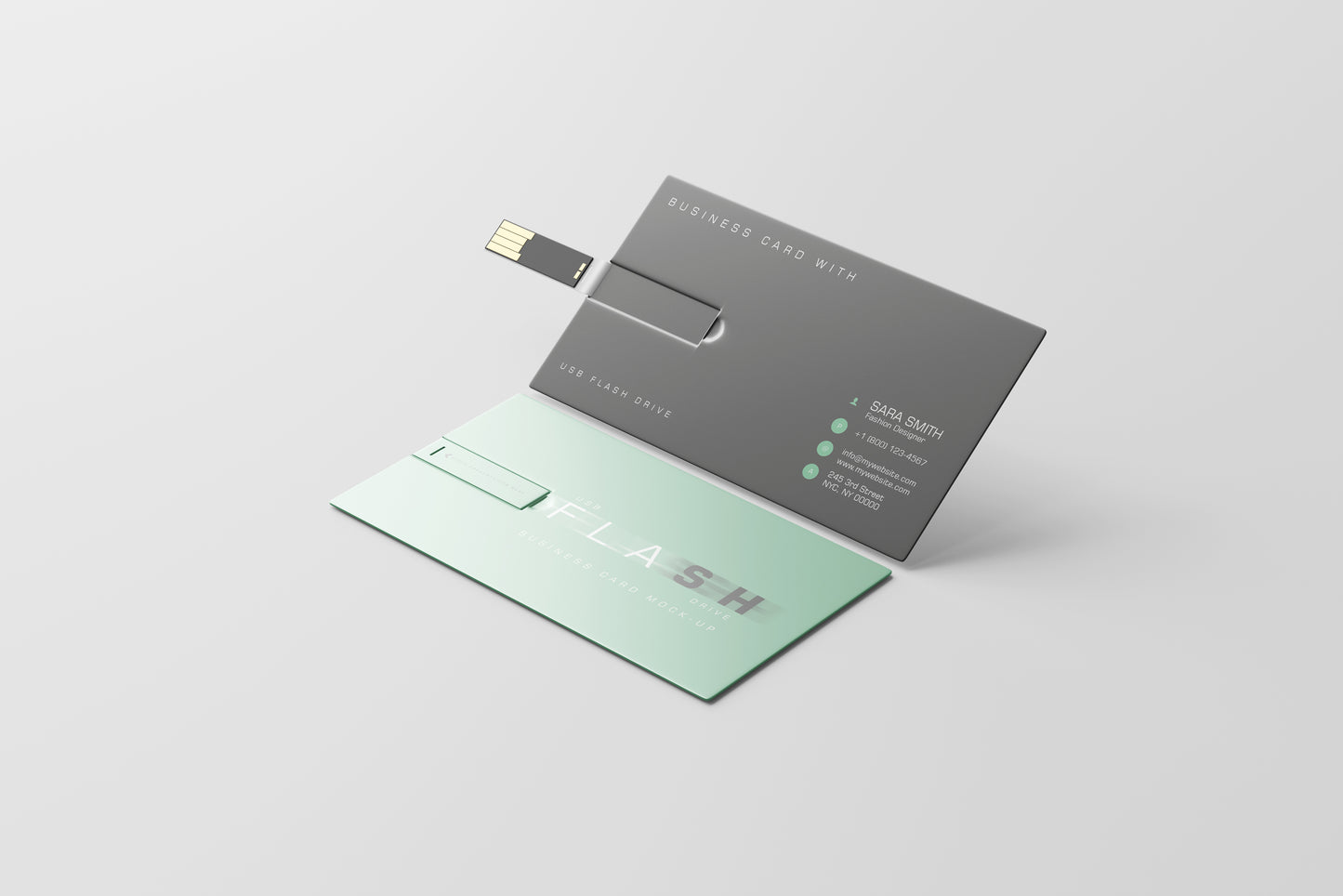 USB Flash Drive Business Card Mockup
