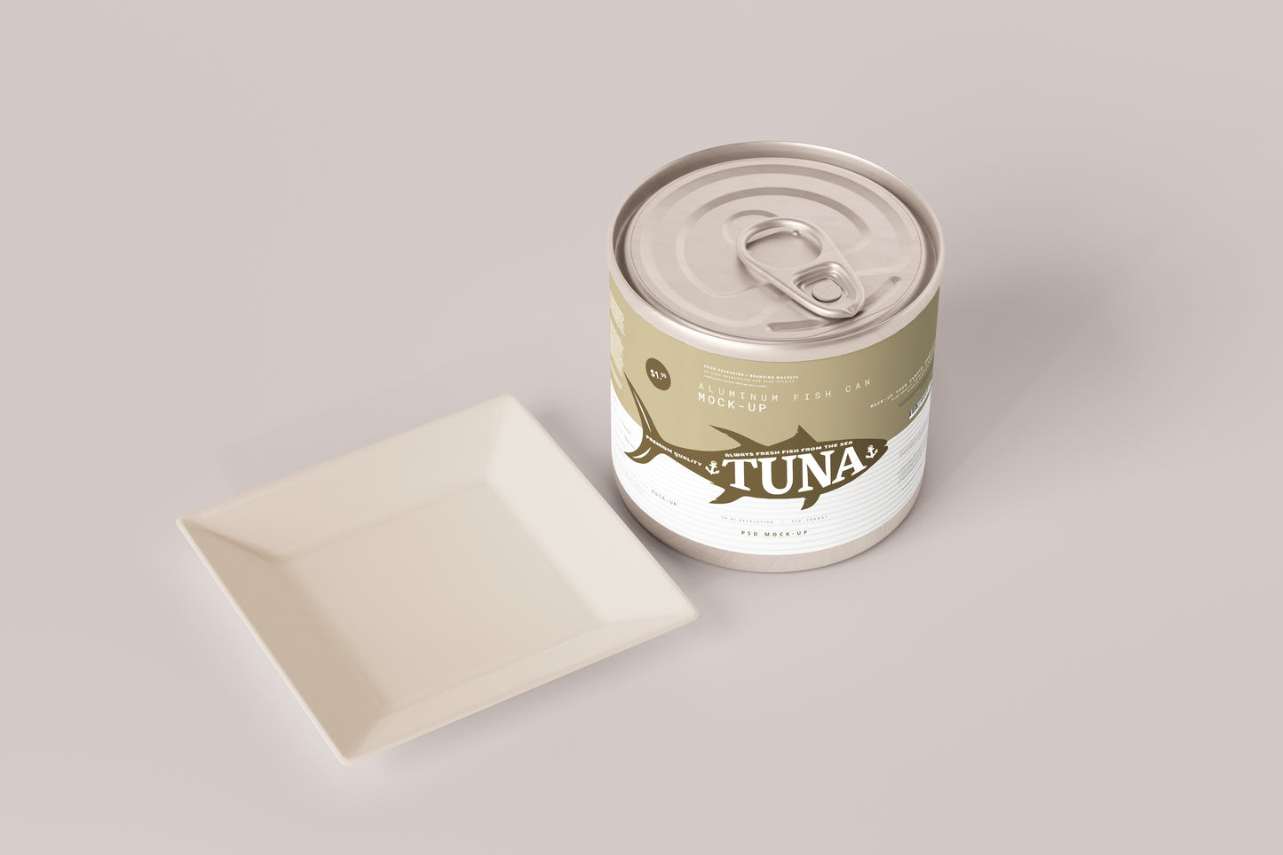 Easy Open Aluminum Food Can Mockup