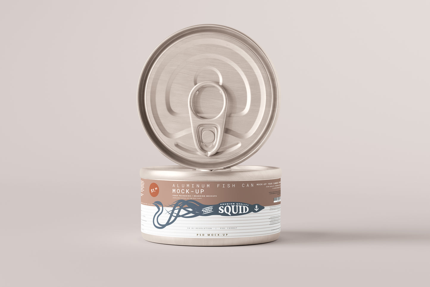 Easy Open Small Aluminum Food Can Mockup