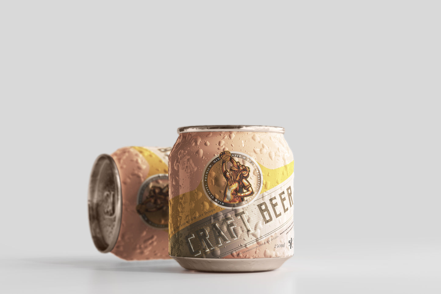 Stubby Beer Can Mockup with Condensation Effect