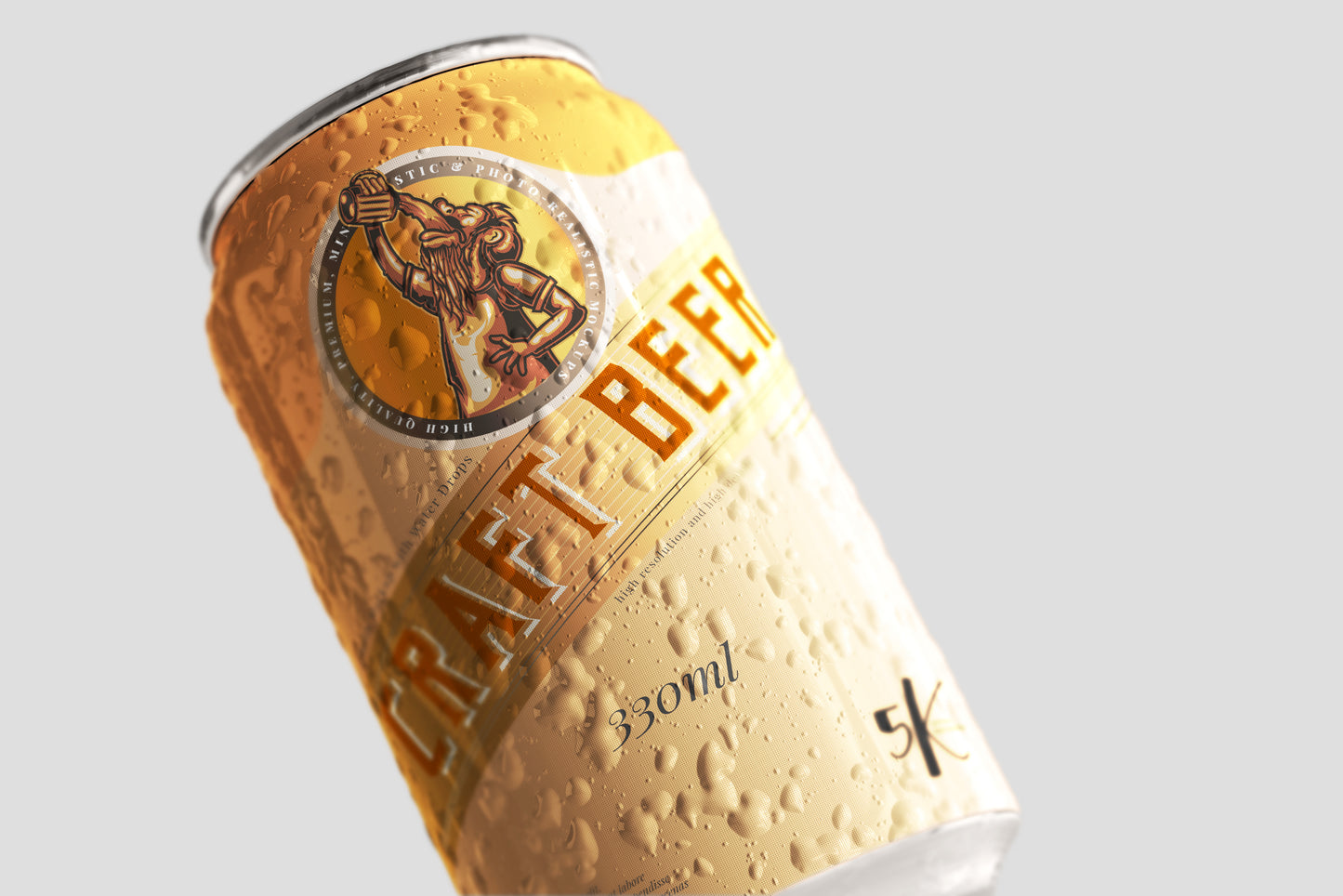 Standard Size Beer Can Mockup with Condensation Effect