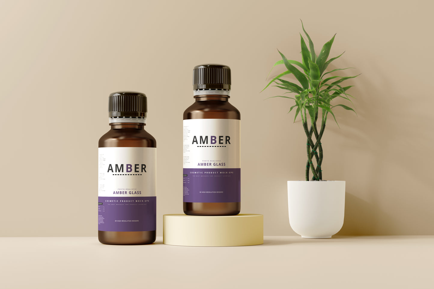 Amber Glass Bottle Mockups