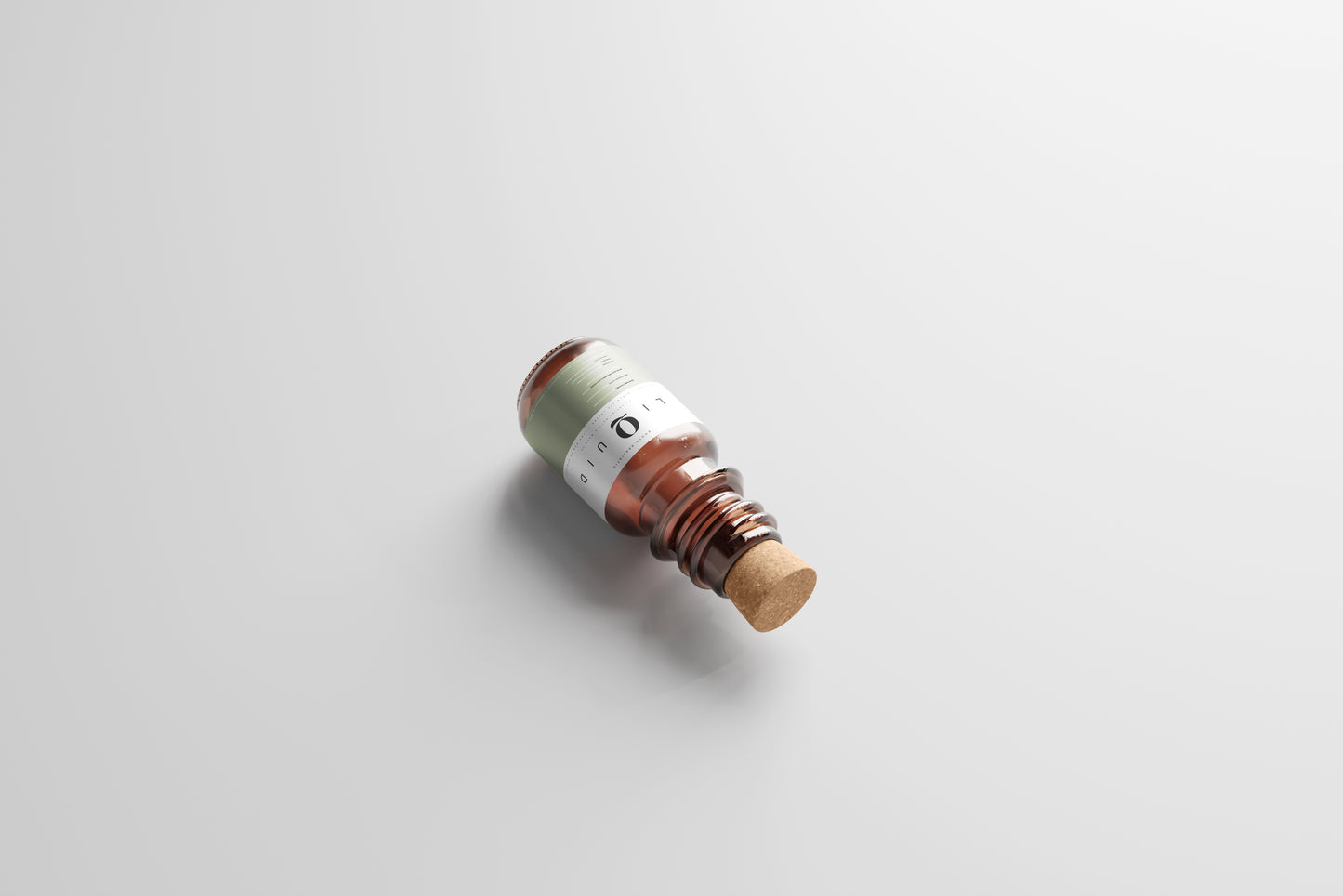 Amber Glass Bottle With Cork Mockup