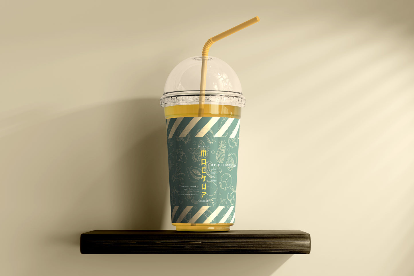 Rounded Lid Large Plastic Cup Mockup