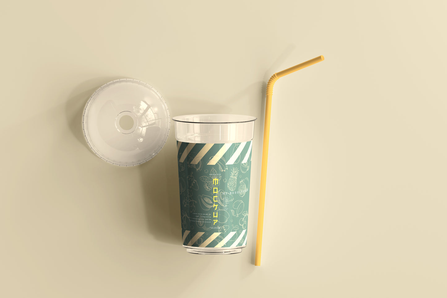 Rounded Lid Large Plastic Cup Mockup