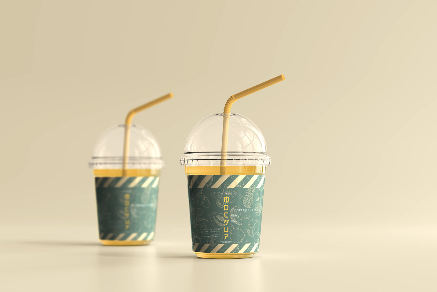 Rounded Lid Small Plastic Cup Mockup