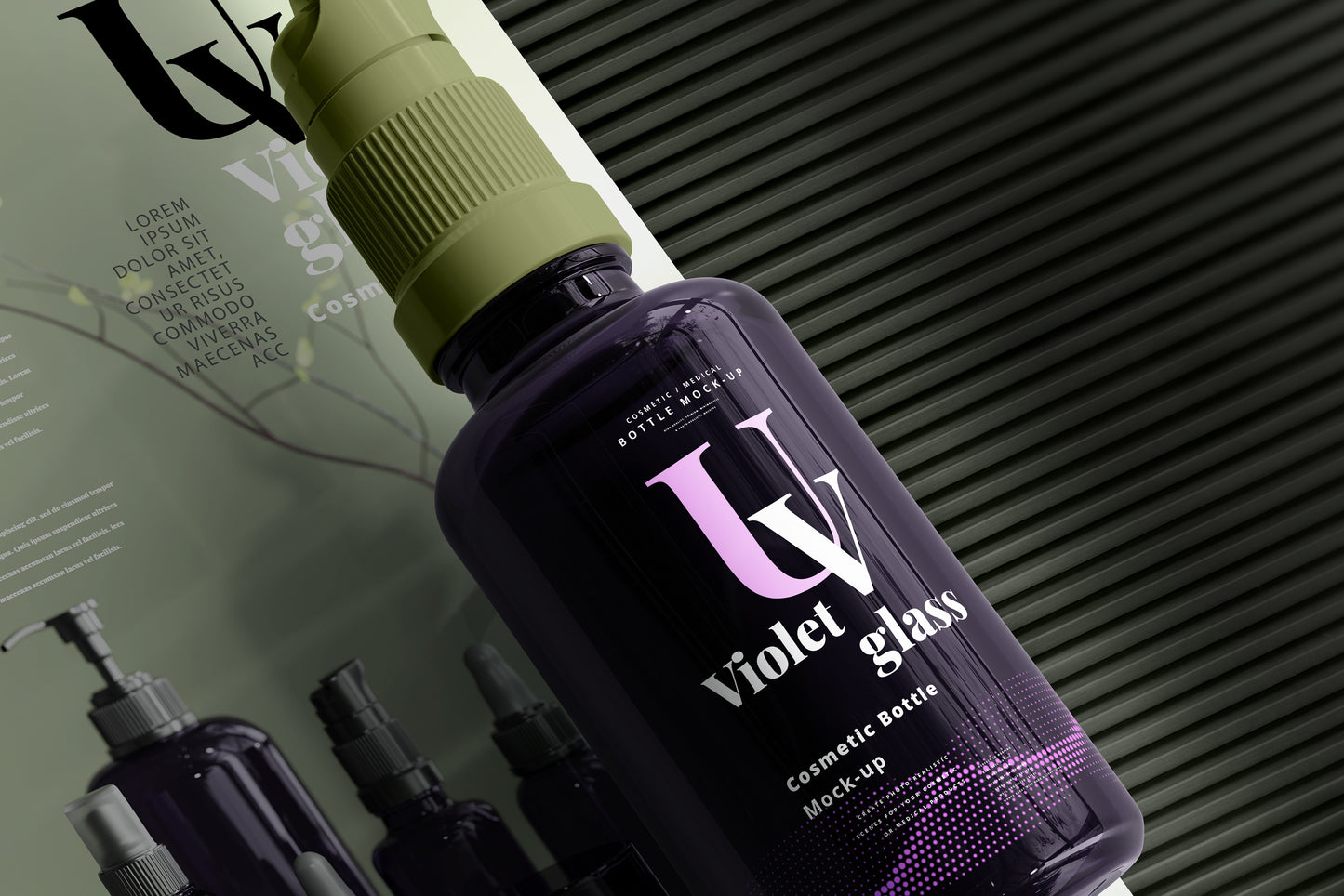 UV Glass Cosmetic Spray Bottle Mockups
